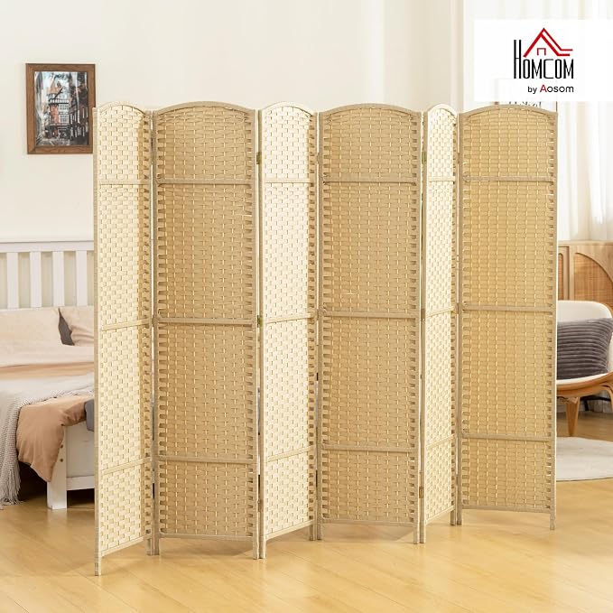 HOMCOM Room Divider 6 Panel Folding Privacy Screen 5.6' Tall Charcoal Gray | - Image 2