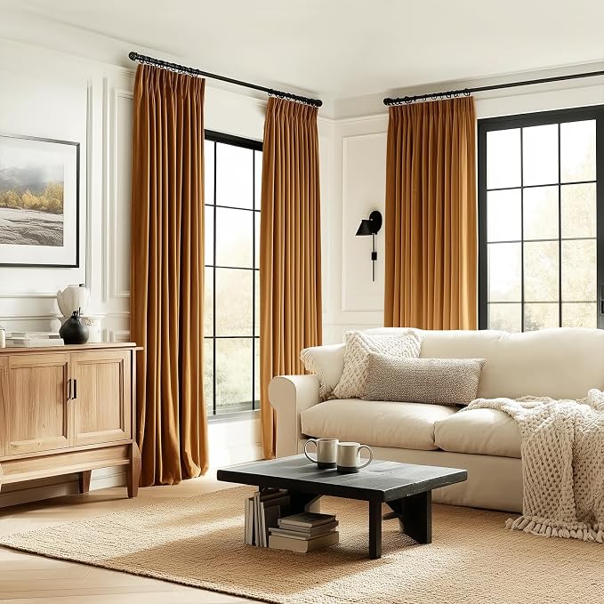 Gold Brown Velvet Blackout Curtains 108 inches Long - Image 6