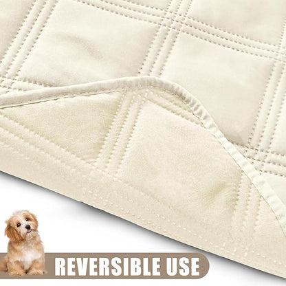 Smiry Waterproof Dog Bed Cover Blanket 40x80, Soft Reversible Pet Blanket, Washable Leakproof Cats Dogs Couch Cover for Sofa, Couch, Furniture, Lattice, Beige/Beige