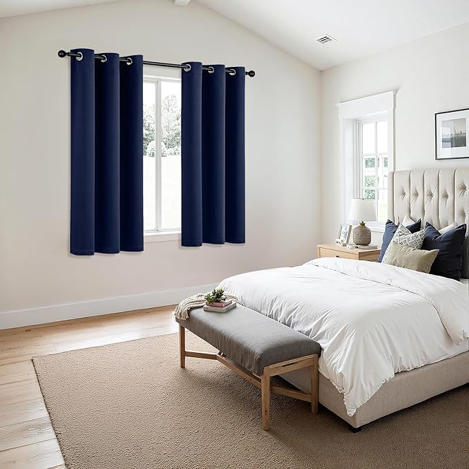 MIULEE Blackout Curtains for Bedroom 2 Panels 40 x 54 Inch Long Navy Blue | - Image 6