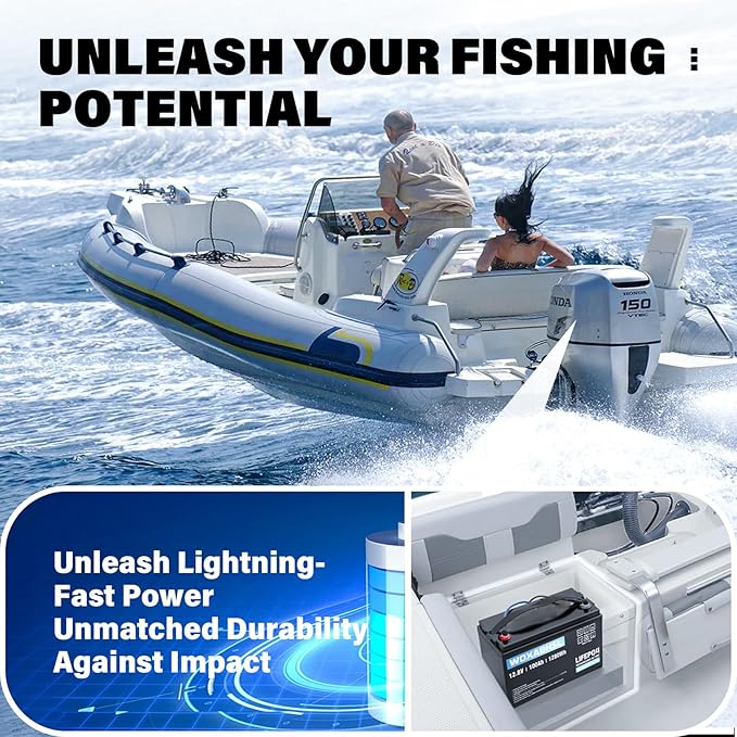 WOXABHSL 2PCS 12V 100Ah LiFePO4 Lithium Battery, Built-in 100A BMS, 15000+ Deep Cycles, Max 1280W Power Output, FCC&UL Certificates, Perfect for RV, Solar, Marine, Off-Grid