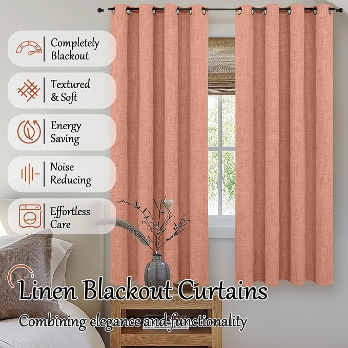 Linen Blackout Curtains 45 Inches - Image 2