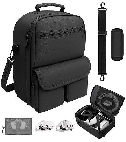 YRXVW Large Carrying Case for Meta Quest 3S/3/2, Compatible with BOBOVR & Kiwi Battery Head Straps, Waterproof & Drop-Resistant VR Travel Case for Accessories & Home Storage and Travel
