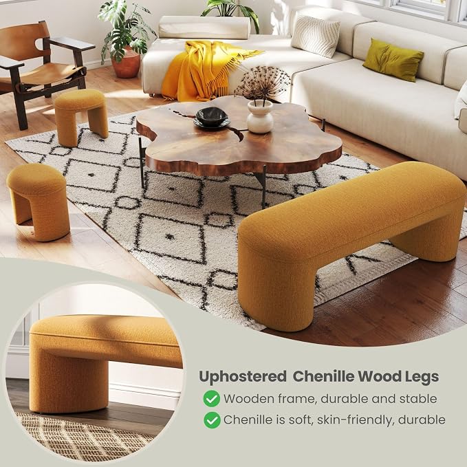 53" Chenille End of Bed Bench Set - Image 4