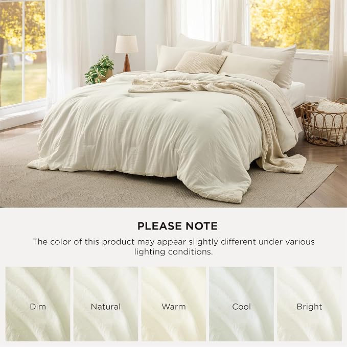 Bedsure King Comforter Set, Ivory Soft Prewashed Bedding - Image 7