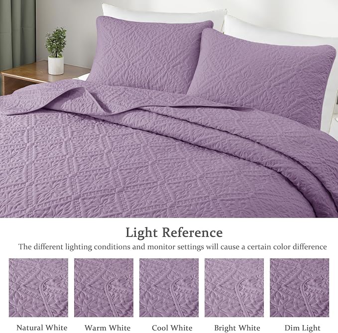 Exclusivo Mezcla California King Quilt Set, Dusty Lavender | Lightweight Soft - Image 3