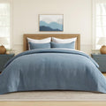 100% Cotton Cross Stitch 3-Piece Quilt Set, Dusty Blue | Cross Stitch Cotton by EVERGRACEHOME