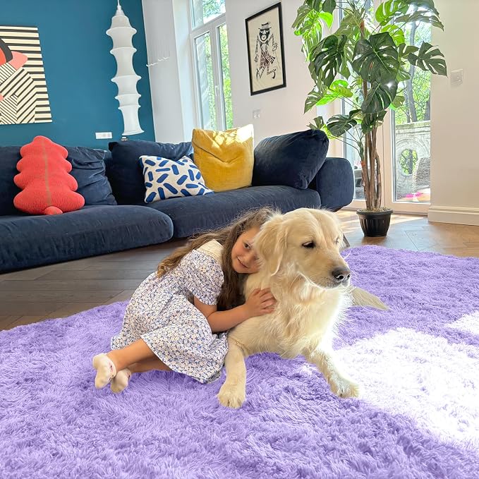 OLANLY Area Rugs for Living Room, Machine Washable 4x5.9 ft Soft Fluffy Shaggy - Image 5