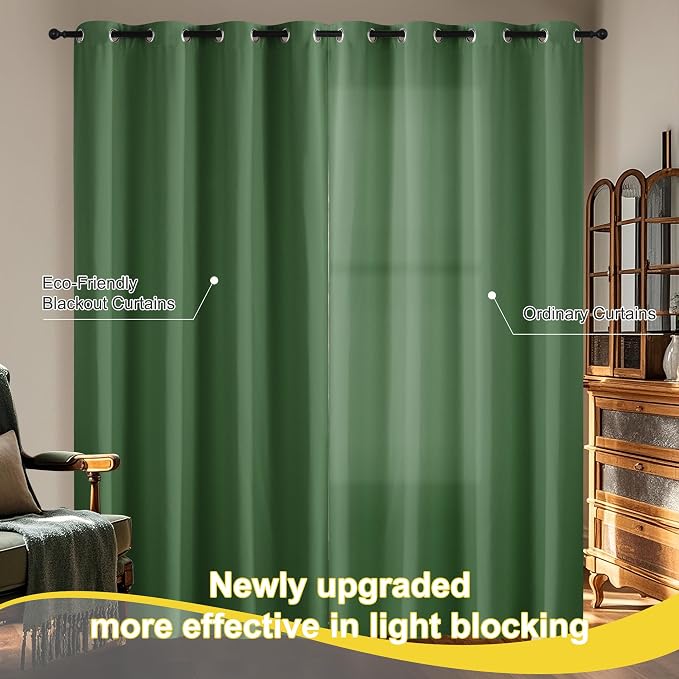 NICETOWN Forest Green Blackout Curtains 84 Inches Long - Image 6
