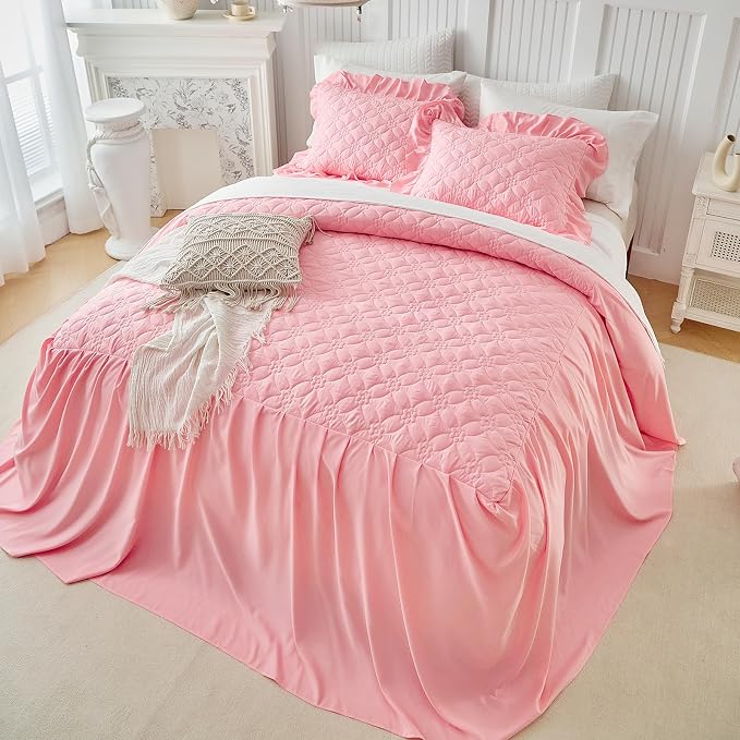 Ruffle Skirt Bedspread Set Flower Style - Image 6