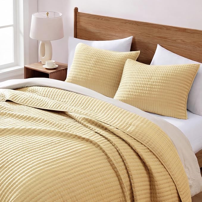 King Size Quilt-Lightweight Bedspreads Yellow King Quilt Bedding | Soft Coverlet - Image 2