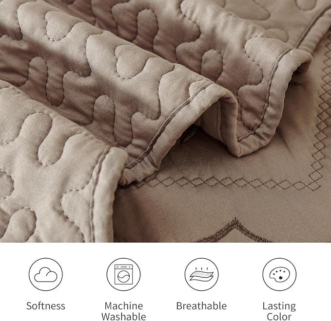 Cmfshape Floral Embroidery Quilt Set, 3 Pieces King Quilt Bedding Set, Classic - Image 6