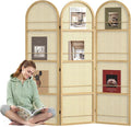 Rattan Room Divider with Built-in Bookshelf | Foldable Privacy Screen & by Svimi
