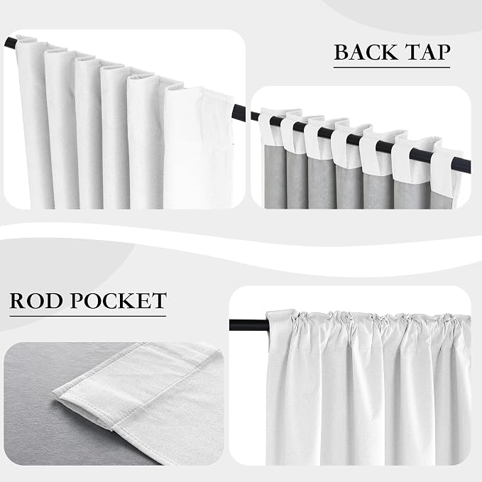 RYB HOME 100% Blackout Flax Linen Curtains 90 inches Long, Rod Pocket & Back - Image 6