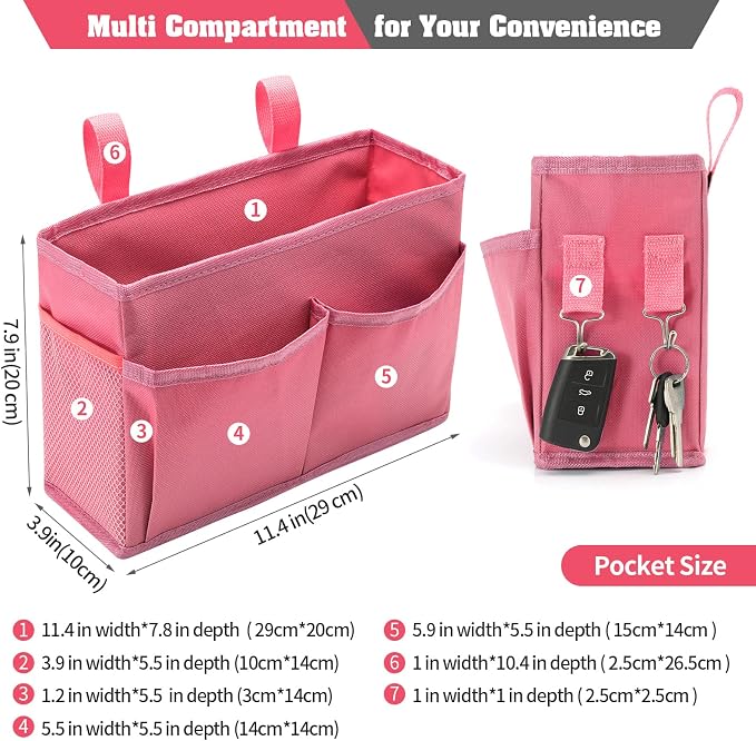 Bunk Bed Organizer, Bedside Caddy Hanging Storage Bag, - Image 2