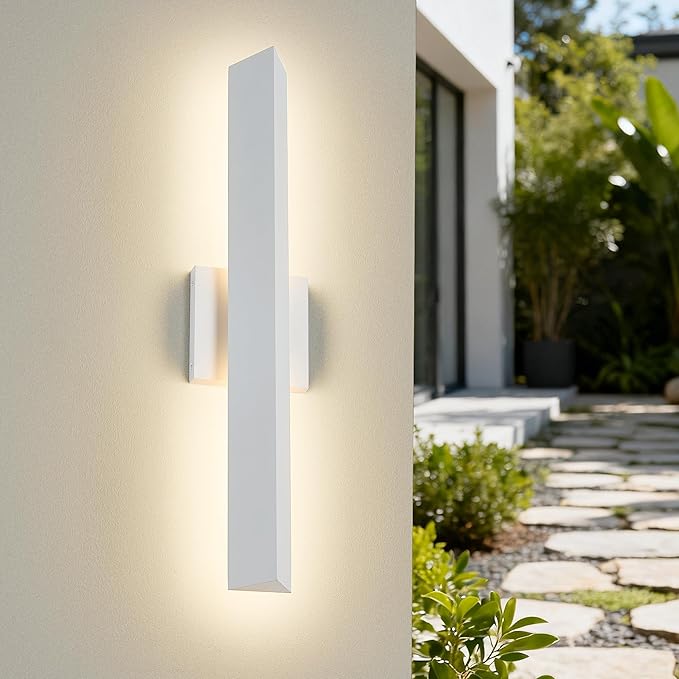 Tarentlight 21.9IN LED Outdoor Aluminum Wall Lights,20W Dimmable, IP65 Waterproof, Modern Textured White Indoor & Exterior Lighting Fixtures, Long Exterior Wall Lights for Garage, Front Door