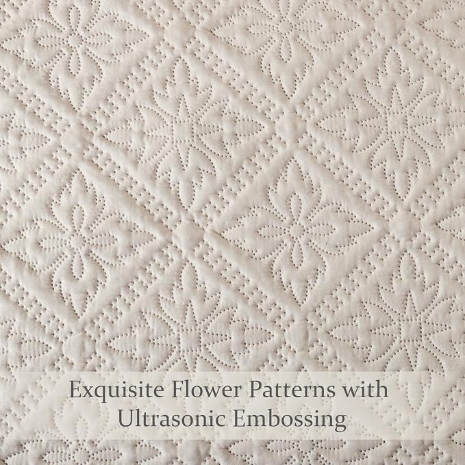 Exclusivo Mezcla King Quilt Set, Brich Beige | Lightweight Soft Bedspreads - Image 5