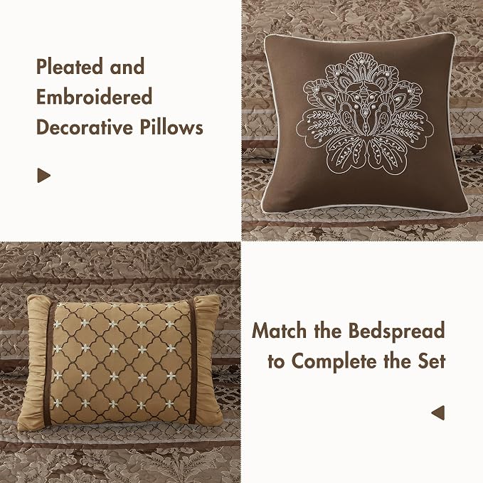Madison Park Queen Quilt Bedding Set, Traditional Jacquard Damask, Lightweight - Image 4