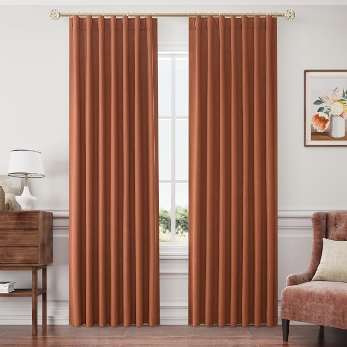 Joywell 100% Blackout Linen Curtains 96 Inch Long by Joywell