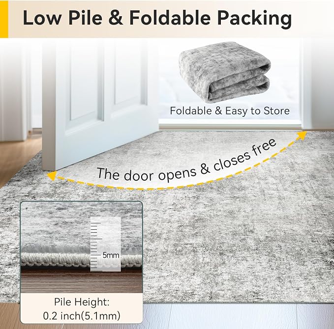 RELEANY Washable 5'x7' Abstract Area Rug - Image 7