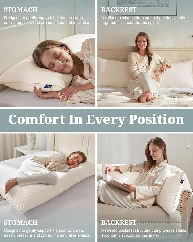 YZ HOME Long Body Pillow for Adults, Firm Body Pillow Shredded Memory Foam | - Image 5