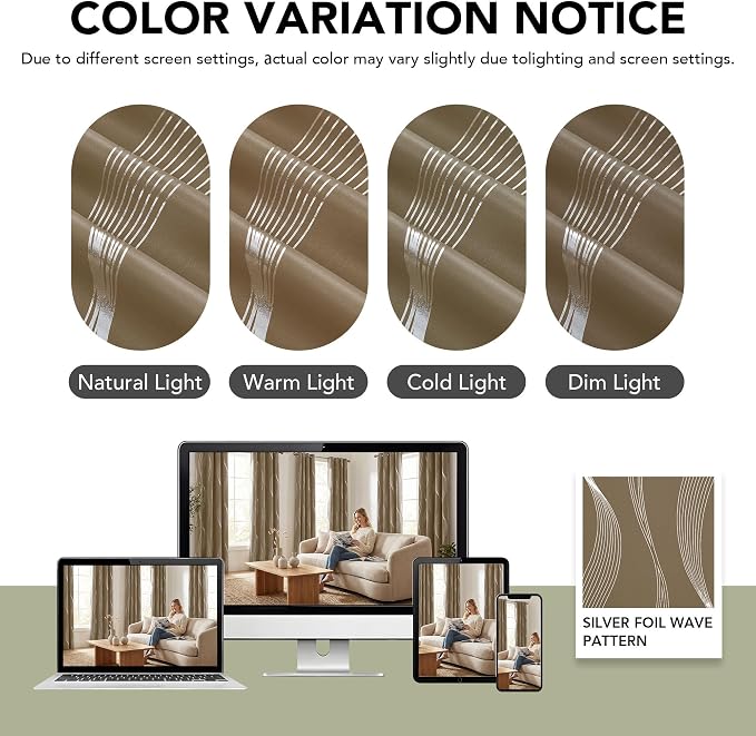 Deconovo Curtains for Living Room, Pattern Blackout Curtains 54 Inches Long | - Image 8