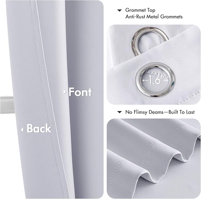 MIULEE Blackout Curtains for Bedroom 2 Panels 50x84 Inch Long Greyish White | - Image 4
