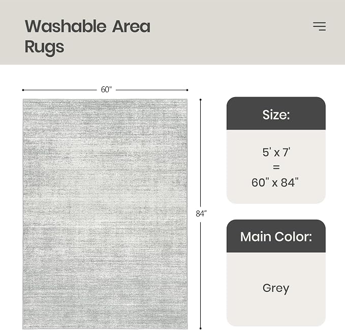 Washable Rugs 5x7, Non Slip Large Area Rugs - Image 2
