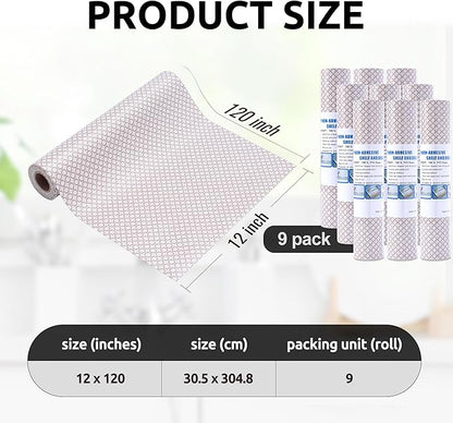 RAY STAR 12X120 Inch Shelf Liner for Kitchen Cabinets, Non-Adhesive Cabinet Liner Washable, PVC Drawer Liner for Dresser Non-Slip Bathroom (Circle)(9 Roll)