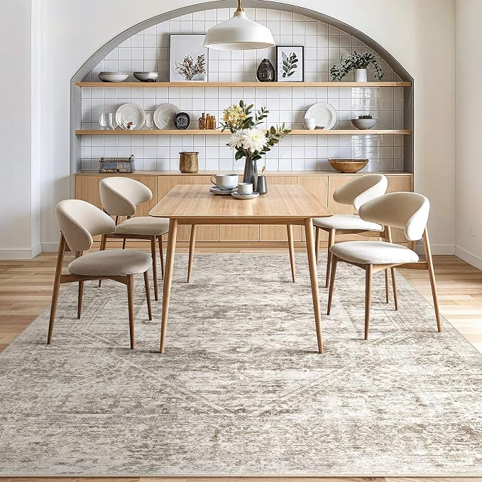 cotiled 8x10 Area Rug for Living Room, Traditional, Distressed Light Brown - Image 7