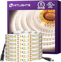 HitLights White LED Strip Lights 4000K,16.4ft High Density 12V Tape Light, UL Listed, 600 LEDs, CRI>90, 300Lm/ft, Flexible Dimmable Rope Lights for Bedroom, Kitchen, Cabinet(Power Source Not Included)