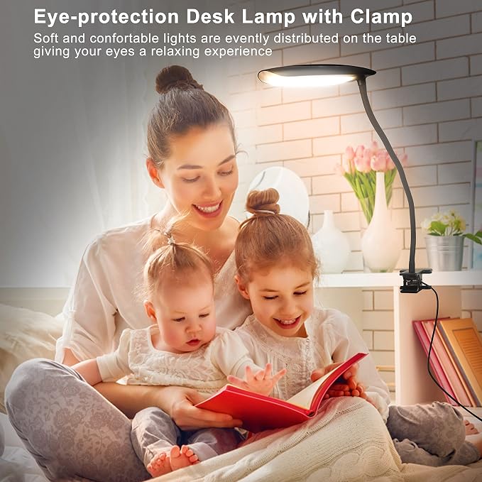 LiFMIRA Clip on Lamp USB Reading Light 3 Color Modes 3000-6000K 8W 40 LED | - Image 2