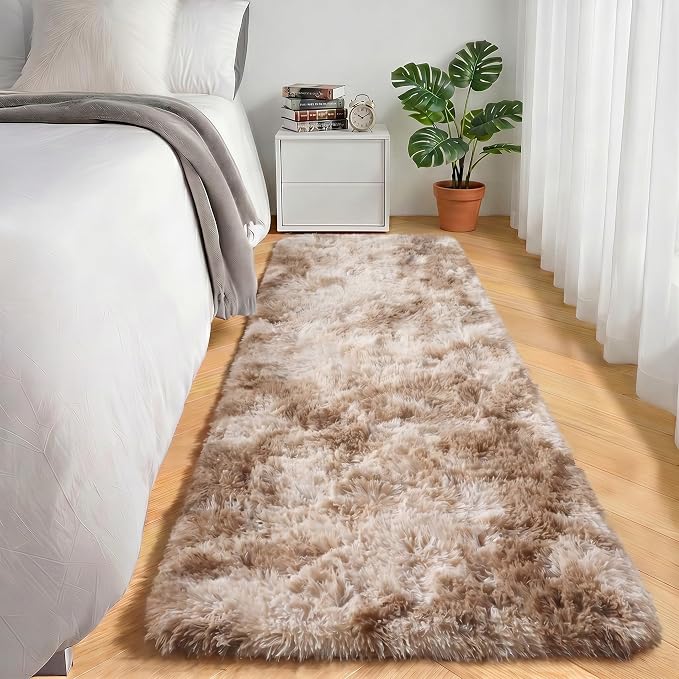 Runner Rugs for Bedroom Living Room, Tie-Dyed Beige 2x6 Bedside Hallway Fluffy - Image 8