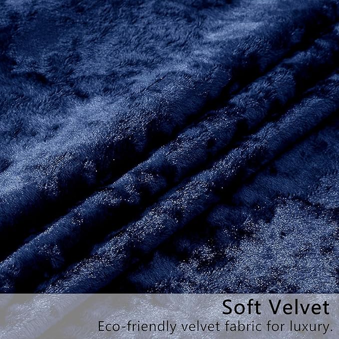 SMILETIME Navy Blue Crushed Velvet Curtains 52x96 inch Luxurious Thermal Insulated Soundproof Drapes for Living Room Bedroom Office Soft and Durable Light-Filtering Window Treatments, 2 Panels