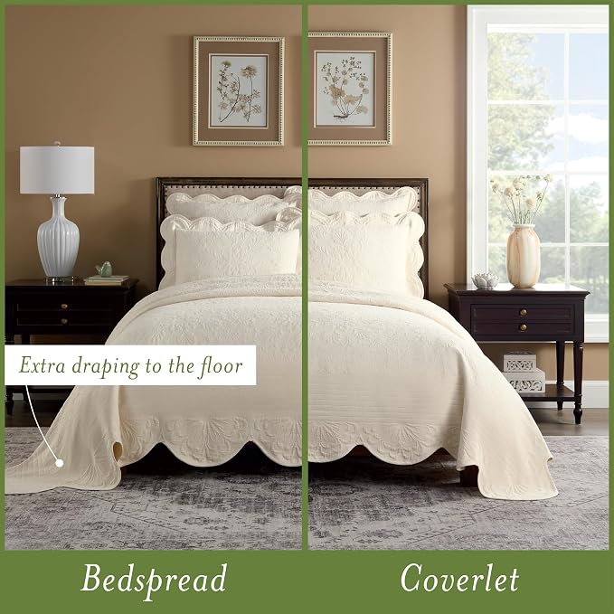 Charleston Estate Modern Farmhouse Floral Matelasse Coverlet - Image 3