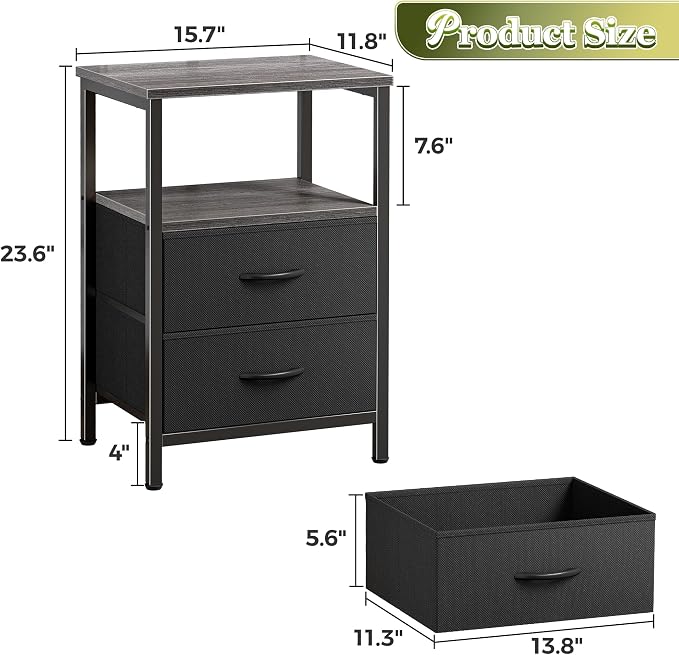 Huuger Night Stand Set of 2, Nightstand - Image 3