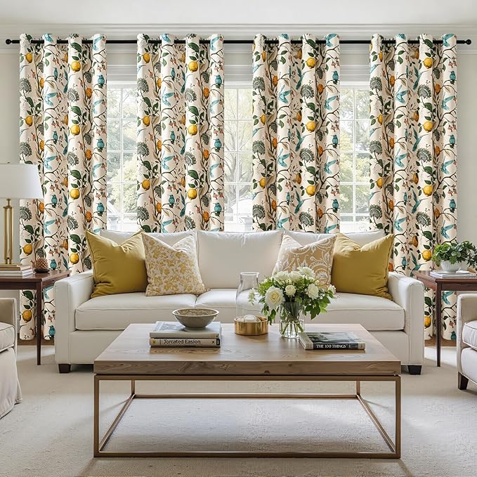 Topfinel 94 Inches Long Custom Window Treatments, Retro Art Deco Euro Flower - Image 5