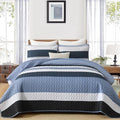 Dinjoy King Boho Striped Quilt Set, Breathable All-Season, 3-Piece Set Fits by DINJOY