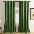 Timeper Moss Green Velvet Curtains 84 inches 2 Panels, Back Tab & Rod Pocket by Timeper