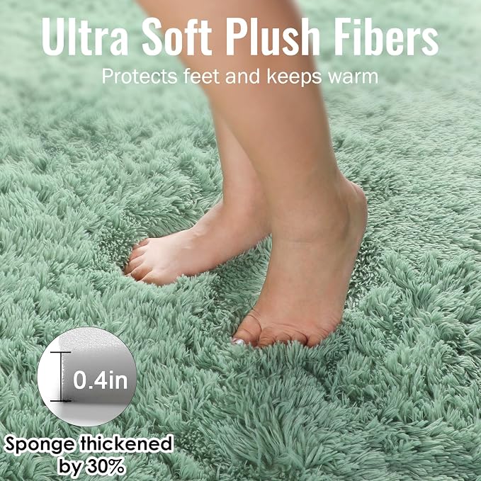 Sage Green Rugs for Living Room, 5x7 Ft Shaggy Rug Plush Fuzzy Carpet for - Image 5