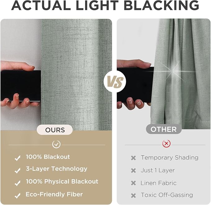 Joydeco Blackout Curtains 95 Inches Long 2 Panels Burg, Room Darkening Curtains - Image 6