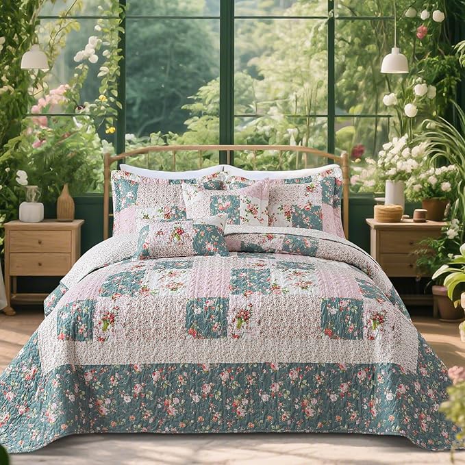 VAPUTAR Farmhouse King Size Quilt Bedding Set by VAPUTAR