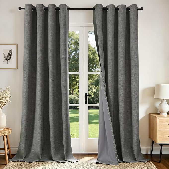 Joydeco Blackout Curtains 95 Inches Long 2 Panels Burg, Room Darkening Curtains by JOYDECO