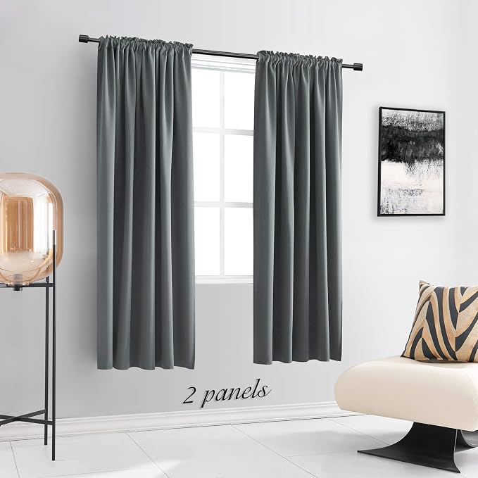 72 Inch Length Medium Grey Blackout Curtains - Image 2