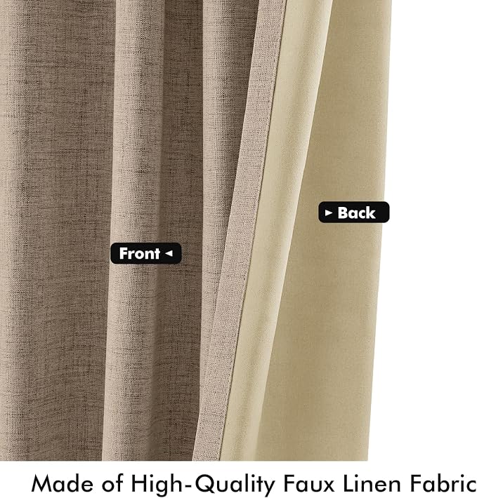 MIULEE 100% Blackout Linen Curtains 42 x 90 Inch Copper Brown 2 Panels | - Image 6
