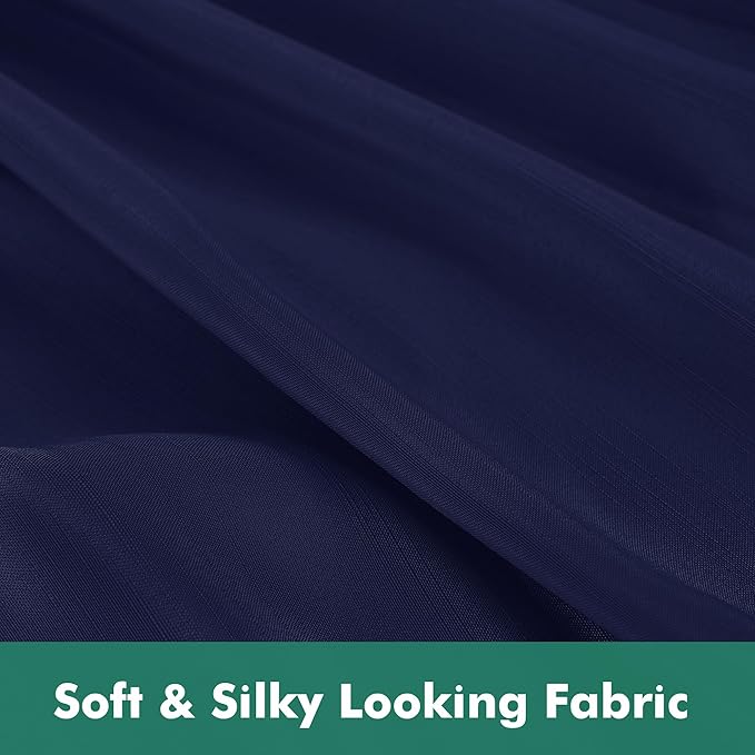 Biscaynebay Wrap Around Bed Skirts with Split Corners for Queen Beds 14" Drop, Navy Elastic Dust Ruffles Adjustable Easy Fit Wrinkle & Fade Resistant Silky Luxurious Fabric Machine Washable