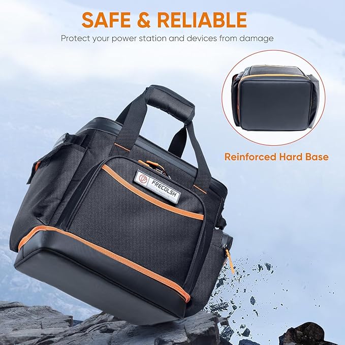 FRECOLSH Travel Carrying Case Compatible with Jackery Explorer 1500, Portable Power Station Storage Case with Water- proof Bottom and Pocket for Jackery Accessories Solar Generator, Storage Bag Only