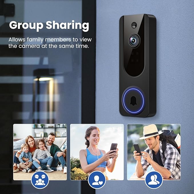 VanaOrbi 1080p WiFi Video Doorbell Camera Wireless, Battery Powered, AI Human and Motion Detection, 2 Way Talk, Night Vision, Cloud Storage, 2.4G WiFi Only, Indoor/Outdoor Surveillance