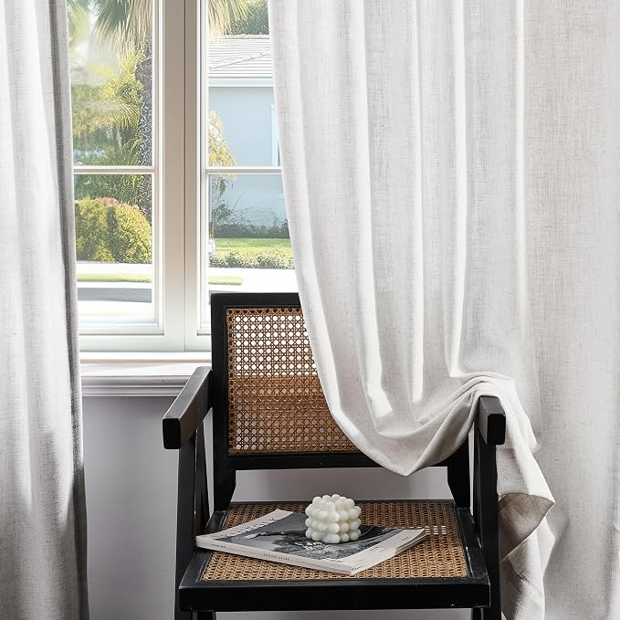 Deconovo Linen-Blend Semi-Sheer Curtains 2 Panels, Hidden Tab and Rod Pocket - Image 6