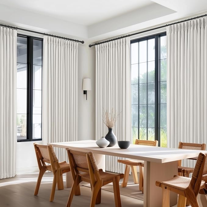 Beige White Blackout Small Kitchen Window Curtains 45 Inch Length 2 Panel Set - Image 7